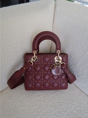 Dior Burgundy Quilted Leather Lady Bag
